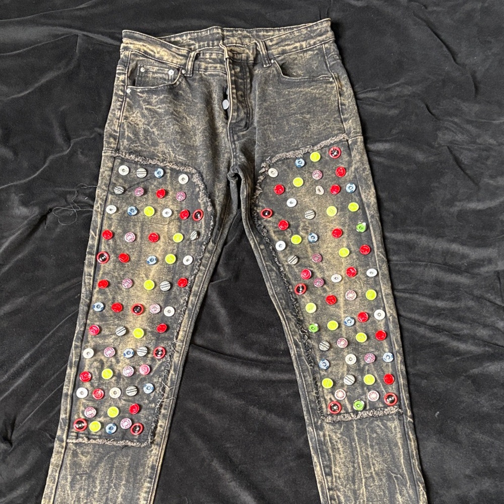 Men's Skinny Jeans with Colorful Accents